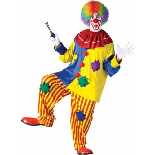 Halloween Amazing Circus performance Clown Costume Adult buffoon halloween Unisex Cosplay clothes jumpsuit Top + Pants + Nose