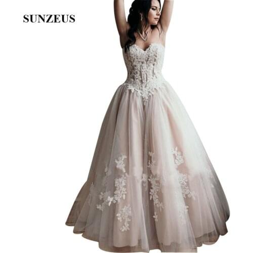 Appliques Lace Corset Evening Gowns 2019 A-line Sweetheart Long Tulle Formal Dresses Women Party Wear New
