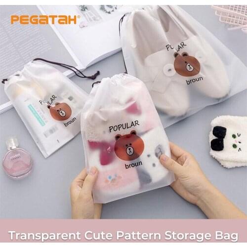Cute Transparent Waterproof Travel Cosmetic Bag Women Makeup Case Bath Make Up Organizer Toiletry Wash Beauty Kit Storage Pouch