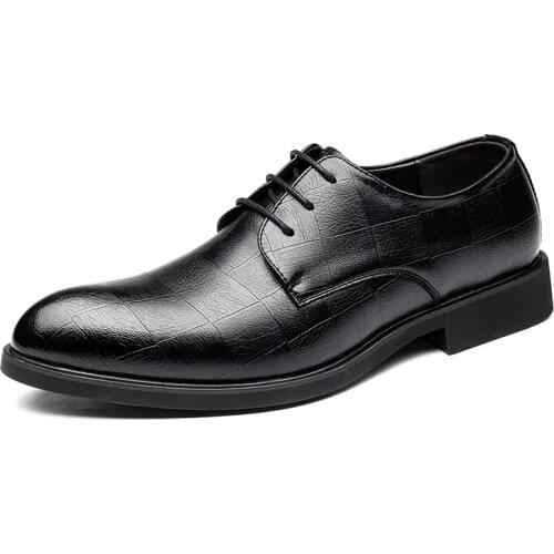 B18 Mens Leather Shoes New Leather Comfortable Wear-resistant High Quality Business Embossed Casual Leather Shoes Dress for Men