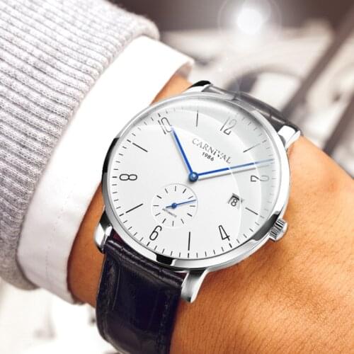 2018 CARNIVAL Luxury Brand Fashion Male Wristwatch 30M Waterproof Sport Watch Casual Genuine Leather Mechanical Business Watches