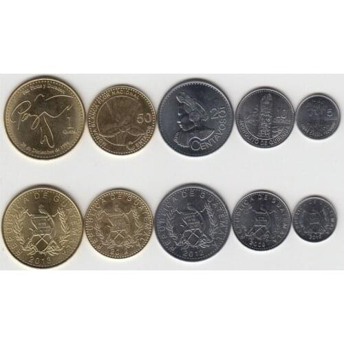 Guatemala 5 Coins Set Brand New 100% Authentic Original Coin Collectibles UNC