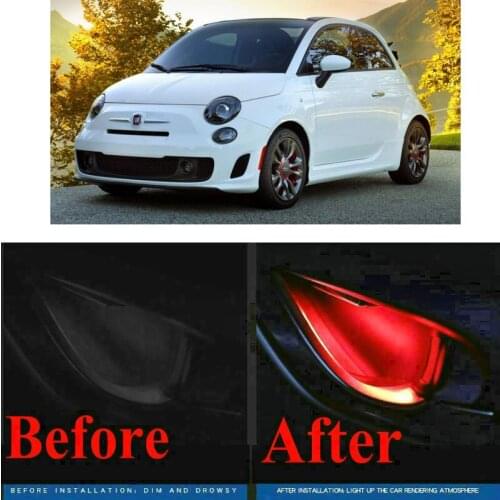 4pc CF style stickers on cars interior inside door handle atmosphere lamp for Fiat 500 punto 500c 500L 500X BARCHETTA BRAVA