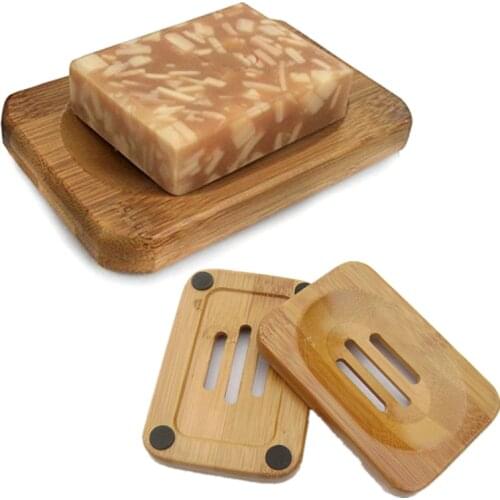 Natural Wooden Soap Dishes Bamboo Bath Soap Holder Case Tray Prevent Mildew Drain Soap Box Bathroom Washroom Supplies