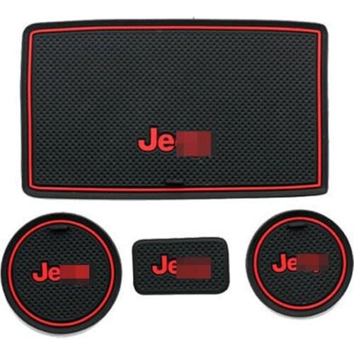 Non-Slip Door Slot Mat for Jeep Wrangler JK 2007 2008 2009 2010 2011 2012 2013 2014 2015 2016 Gate Groove Panel Cup Pad 4Pcs