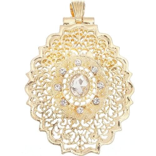 New European style fashion jewelry brooch with pendant double oval rhinestone brooch