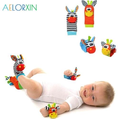 New Cute Animal Soft Animal Baby Rattles Children Infant Newborn Plush Sock Baby Toy Wrist Strap Baby Foot Socks