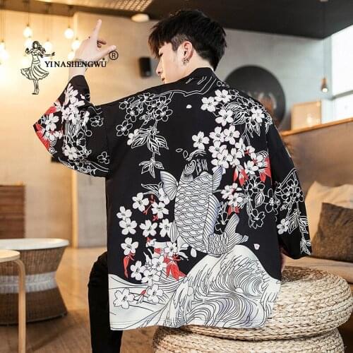 Casual Cardigan Shirt Japanese Kimono Traditional Yukata Kimono Cardigan Men Beach Thin Asian Clothes Japan Kimonos Male Jacket