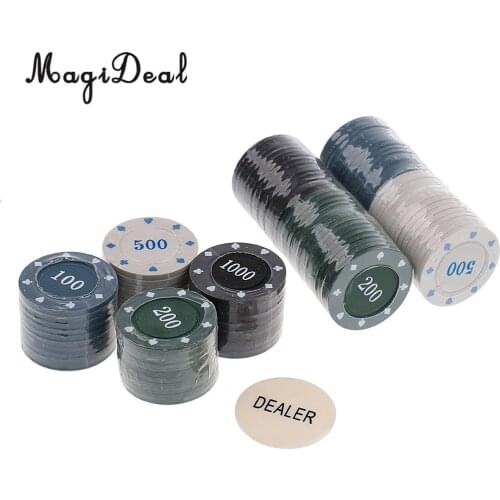 MagiDeal Professional 100Pc Texas Poker Chip Counting Bingo Chips Set for Hold'em Blackjack Roulette Tournament Poker Collection