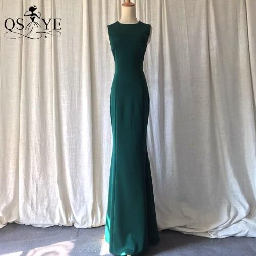 Simple Green Prom Dress Stretch Mermaid Evening Gown Long Decent Formal Party Gown Sleeveless Mother Emerald Evening Dress Party