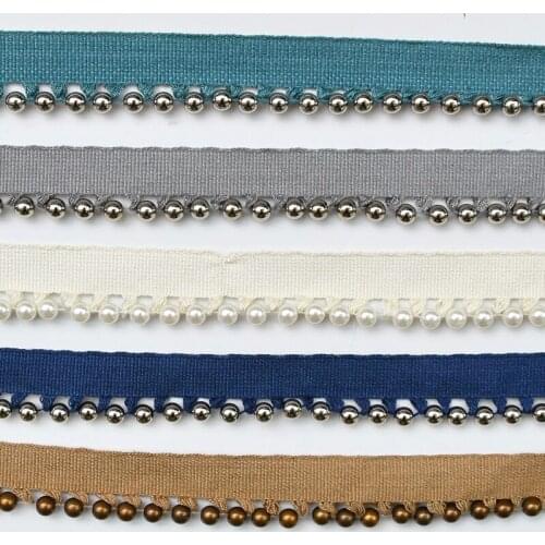 QGVLish 12M/Lot 3cm Wide Beads Decor Curtain Lace Trims Belts Ribbons Webbing DIY Sewing Sofa Cushion Edge Lace Trim Home Decor