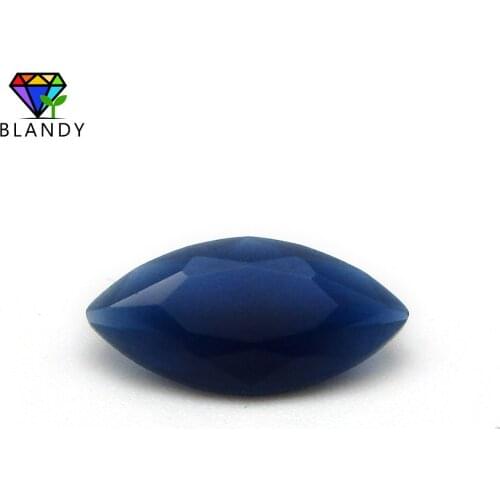 Size 1.5x3~8x16mm Marquise Shape Machine Cut Blue Color Glass stone Beads Synthetic Gems For Jewelry