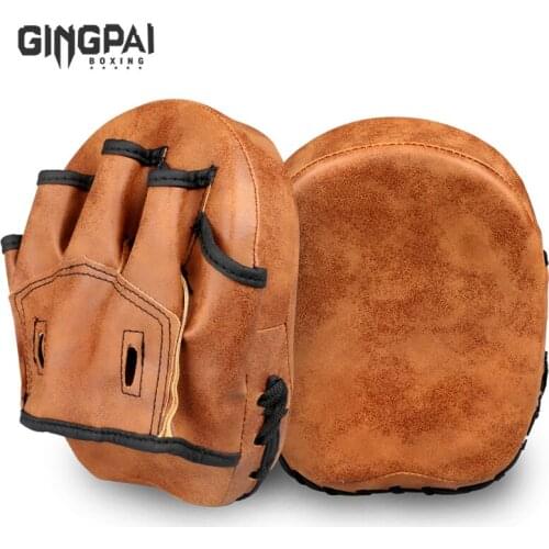 Retro Color Hand Target MMA Martial Thai Kick Pad Kit Brown Karate Training Mitt Focus Punch Pads Sparring Boxing Punching Bags