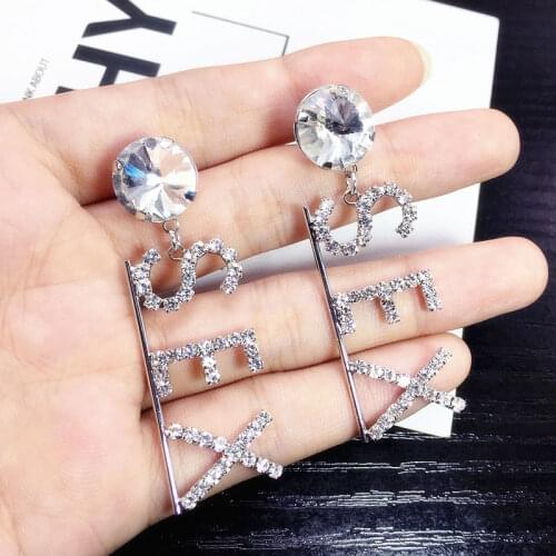 Luxury Trendy Full Rhinestone Letter SEX Earrings Fashion Nightclub For Woman Earring