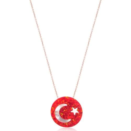 Silver, Opal Turkish flag necklace, best present options for Your Loved Ones
