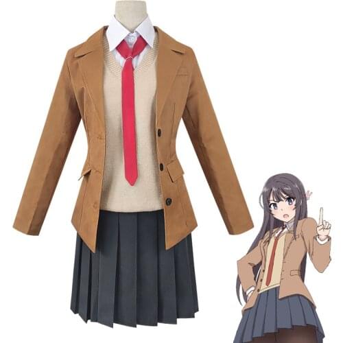 Sakurajima Mai School Uniform Cosplay Costume Seishun Buta Yarou wa Bunny Girl Senpai no Yume wo Minai Full Set Outfit Suits