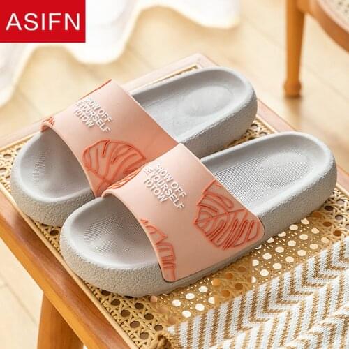 ASIFN Summer Womens Flip Flops Thick Platform Slippers Non-slip Bathroom House Slides Indoor Soft Bottoms Home Bath Women Shoes