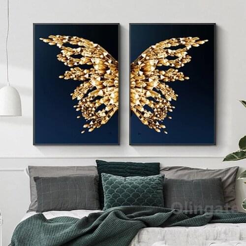 Nordic Abstract Wall Art Canvas Painting Color Gold Butterfly Wall Art Posters Print Animal Picture Modern Home Decoration Gift