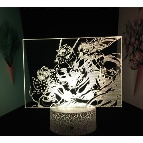 Anime LED Light Kimetsu No Yaiba Demon Slayer for Bedroom Decor Gift Night Light Manga Demon Slayer Room Decor 3D Lamp