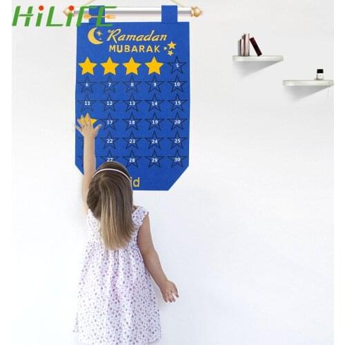 Fabric Ramadan Party Supplies 30days Advent Calendar Eid Mubarak Decor Hanging Felt Countdown Calendar For Kids Gifts