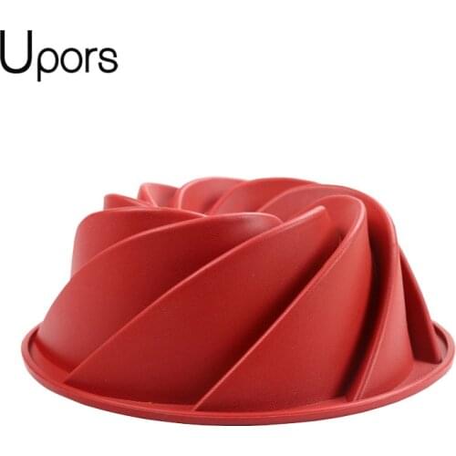 Upors 3d Fluted Cake Mould Form Bread Bakery Large Spiral Shape Food Grade Silicone Bundt Cake Mold Pan Baking Tools Bakeware