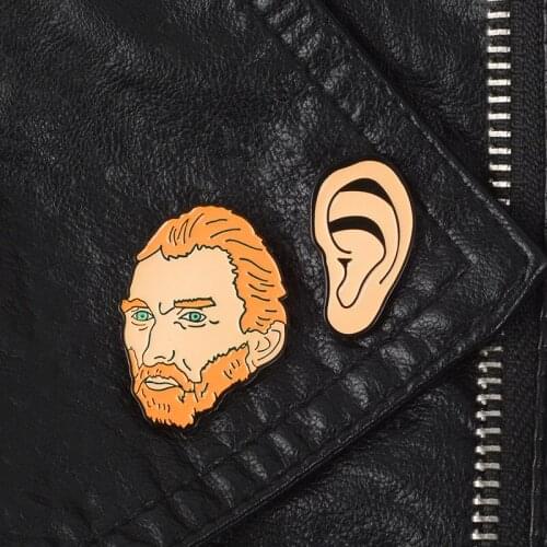 Vincent Van Gogh Ear Enamel Pin Historical Painter Badges Brooches Lapel Custom Pin Bag Collar Artist Jewelry Gift for Friends