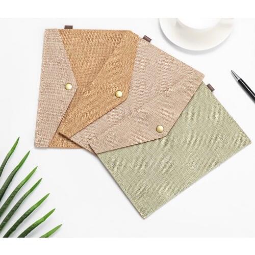 A4/A5 Big Capacity Document Bag Imitation Linen Canvas Felt File Bag Briefcase File Folders Students Stationery Office Supplies