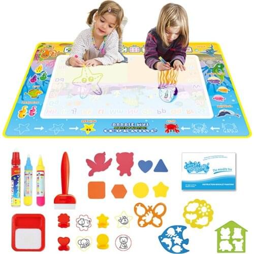 Magic Water Drawing Board Doodle with Magic Painting Pen Stamp Set Educational Toy For Kids Drawing Toys