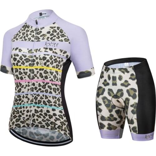 Kafitt Womens Cycling Shirt Feminine Biker Clothes Cyclist Blouse Free Shipping Leopard Print Riding Shirt Team Jersey Mountain