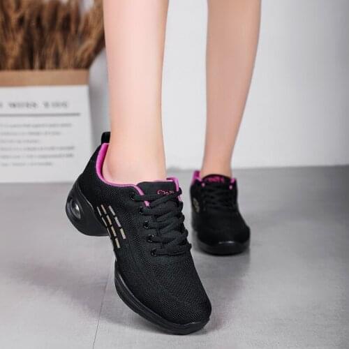 Mesh Jazz Shoes Woman Ladies Modern Soft Outsole Dance Sneakers Breathable Lightweight Dancing Fitness Shoes
