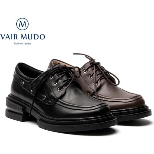 VAIR MUDO Women Pumps Shoes Elegant Thick Heels Bottom Genuine Leather Metal Decoration Office & Career Spring Autumn ShoesD263L