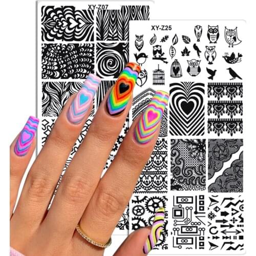 1pcs Nail Art Template Heart Image Stamping Plates Mixed Nail Designs Letters Printing Molds Manicure Stencil Tools TRXYZ01-32