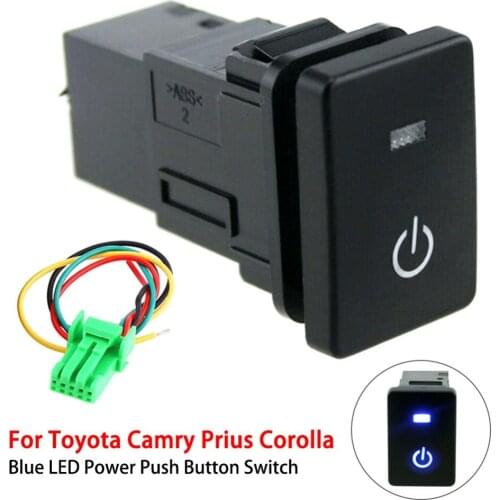 12V Power Lights Push Switch Button For Toyota Camry Prius Corolla With Blue LED Light Car Button Switch Car Interior Parts