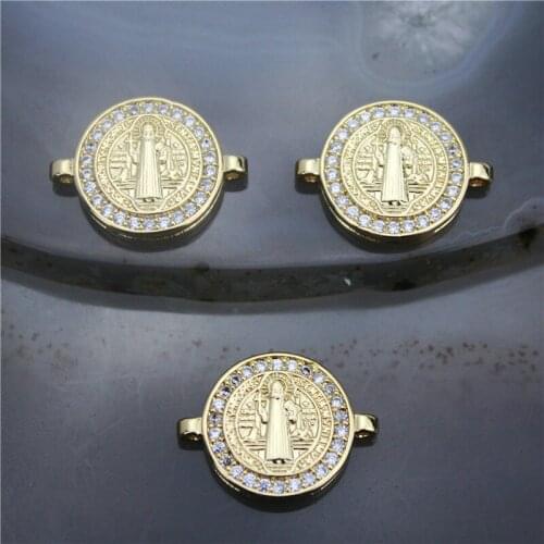 15mm 15pcs/lot High quality cz connectort,religion cubic zircon charm,bracelet/necklace component wholesale