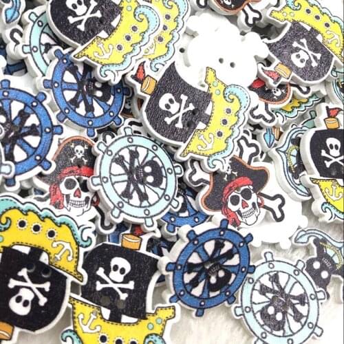 30pc Mix Skull Head Wood Buttons Sewing Lots WB364