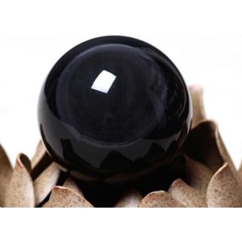 40mm Asian Rare Natural Black Obsidian Sphere Crystal Ball Healing Stone