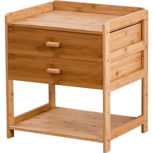 Bamboo bedside table simple mini bed side small cabinet storage locker removable shelf
