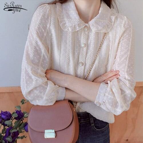 Blusas Autumn 2020 Fashion Style Doll Collar Fairy Chiffon Blouse Women Ladies' Shirt Long Sleeve Office Women Clothing 10351