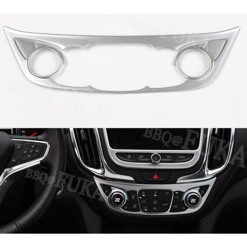 Car Center Control Air Condition Button Switch Panel Cover Trim Fit For Chevrolet Equinox 2017-2018 Silver/Black Wood Grain