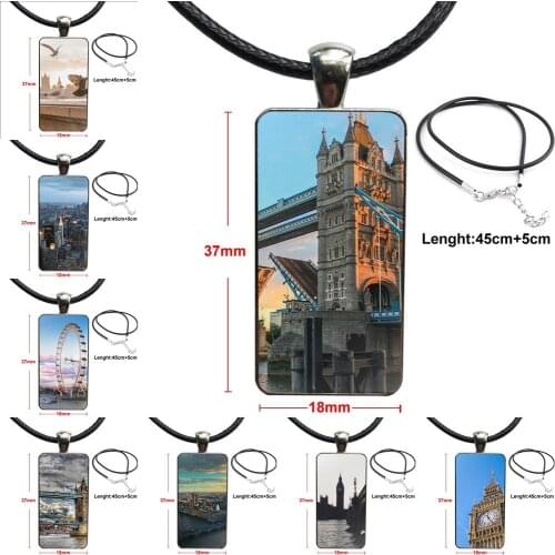 For Girls Gift Design Fashion Vintage Glass Women Rectangle Necklace Pendants Sot New Fashion London Style Big Ben Telephone Box