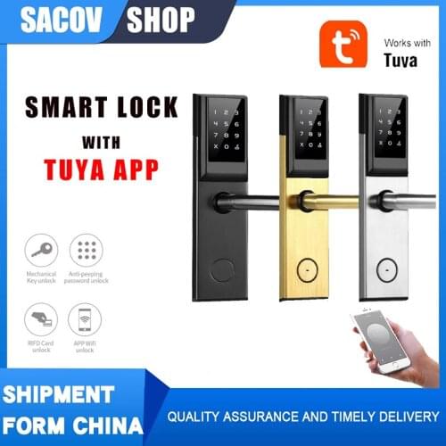TUYA smart lock tuya app control door lock apartment hotel door lock wodden passward home door lock tuya lock by app remote lock