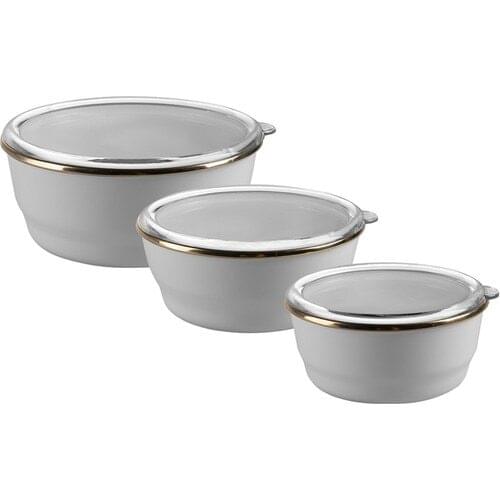 Emsan Troy Enamel Storage Bowl White 3'Lü