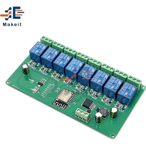 ESP8266 8 way Relay Module ESP-12F WiFi Development Board DC 5V/7-28V Power Supply 4M Byte Flash for Arduino IDE AC 250V DC 30V