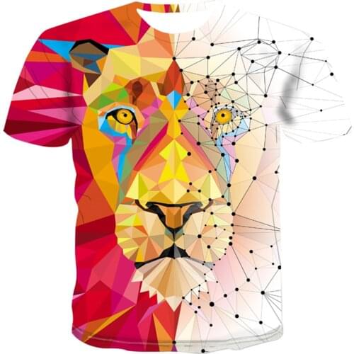 Summer New Mens And Womens T-shirt O-neck Short-sleeved Clothing Animal Lion 3D Printed T-shirt Large SizeLoose Casual Tees