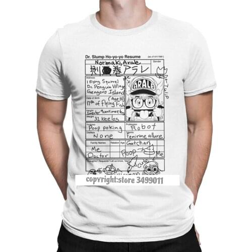 Men Little Resume Arale T Shirts Dr Slump Anime Manga 90s Cute Robot Cotton Fitness Tee Fashion New TShirt Harajuku