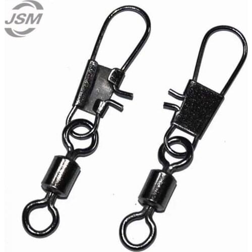 JSM 100pcs Rolling Fishing Swivel With Interlock Snap Sea Fishing Rolling Swivel Connector Size 2 3 4 5 6 8 10