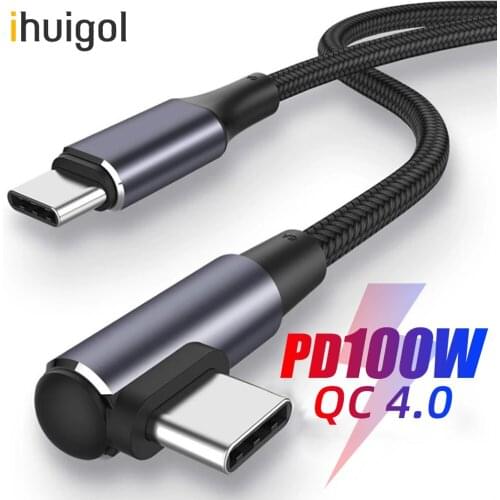 Ihuigol Dual Type C to USB C Cable 100W PD Quick Charge 4.0 Type-c Data Cables For Macbook Pro Huawei P30 Xiaomi Redmi Samsung