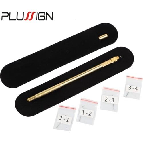 Plussign Wig Ventilating Kit, 1 Set Professional Bronze Ventilating Holder And 4 Size Ventilating Needles For Lace Wigs Making