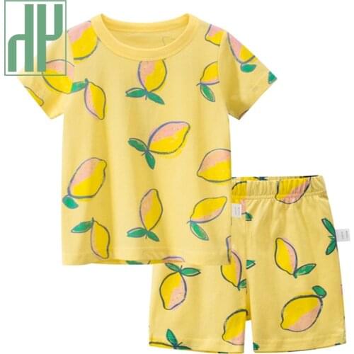 HH Girls Clothing Sets 2021 Summer Baby Girl Clothes Suit Kids Cartoon Cotton T-shirt Shorts Childrens Clothing For 2-7 Years