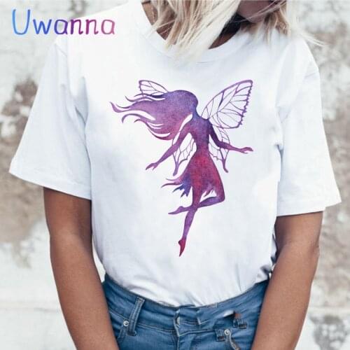 New female t-shirt butterfly girl beautiful graphic print t shirt ladies kawaii 90s womens tops summer Harajuku female tees top